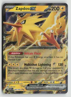 Zapdos ex 145/165 Pokemon SV: Scarlet & Violet 151 Double Rare NM - Image 1