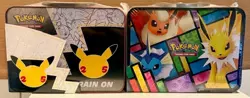 NEW Pokemon TCG Pikachu Celebrations & Eevee Treasure Chest Lunchbox Tin Lot (2) - Image 2