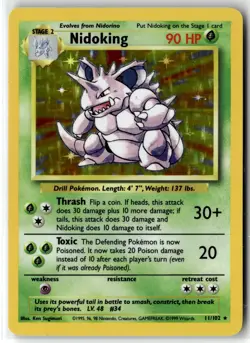 Nidoking ⭐ 11/102 Holo Rare Base Set 1999 Pokemon LP - Image 1