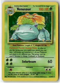 Venusaur ⭐ 15/102 Holo Rare Base Set 1999 Pokemon MP - Image 1