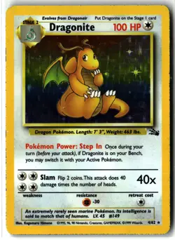 Dragonite ⭐ 4/62 WOTC Holo Rare Fossil 1999 Pokemon NM/LP - Image 1