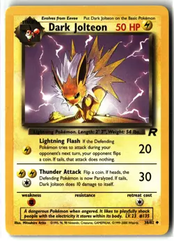 Dark Jolteon ⭐ 38/82 WOTC Uncommon Team Rocket 2000 Pokemon NM/LP - Image 1