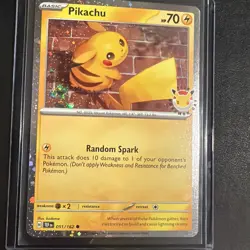 Pikachu 051 /162 Stamped 2026 Pokemon Day 30th Anniversary Promo Cosmos w/ SWIRL - Image 1