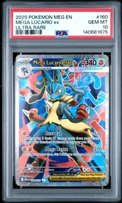 2025 POKEMON MEG EN-MEGA EVOLUTION ULTRA RARE #160 MEGA LUCARIO EX PSA 10 - Image 1