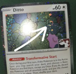 WHOLE SWIRL 🌀💫 HOLO BLEED Ditto 132/165 Prize Cosmos Pokemon Play Stamp Card - Image 1