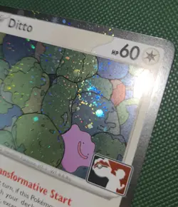 WHOLE SWIRL 🌀💫 HOLO BLEED Ditto 132/165 Prize Cosmos Pokemon Play Stamp Card - Image 2