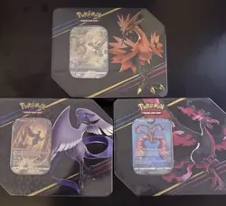 Pokemon Crown Zenith Galarian Bird Tins - Set of 3 - Zapdos Articuno Moltres NEW - Image 1