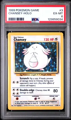 1999 POKEMON GAME #3 CHANSEY-HOLO PSA 6 - Image 1