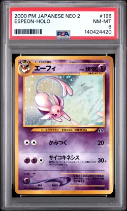 2000 POKEMON JPN NEO 2 #196 ESPEON-HOLO PSA 8 - Image 1