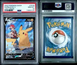 2022 POKEMON SWORD & SHIELD LOST ORIGIN #TG16 FULL ART/PIKACHU V PSA 10 - Image 3