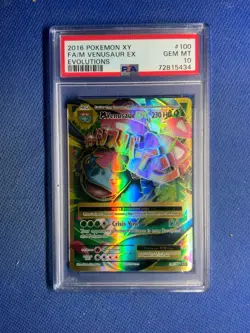 2016 Pokemon XY FA/M Venusaur EX (Full Art) 100/108 Evolutions Holo PSA 10 - Image 1