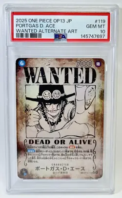 PSA 10 Ace OP13-119 SP Alt Art SEC Wanted Carrying on His Will One Piece Card JP - Image 1