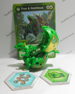 Bakugan Trox x Nobilious Green Ventus Aurelus Fusion Force B300 - card - cores - Image 1