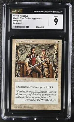 MTG Magic The Gathering Hero's Resolve 1997 Tempest CGC 9 Top Pop - Image 1