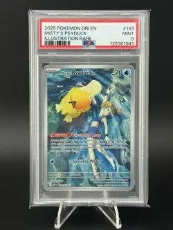 Pokemon TCG Misty's Psyduck Illustration Card 193/182, Destined Rivals, PSA 9 - Image 1