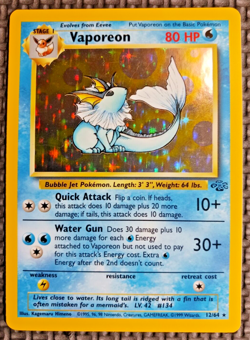 1999 Pokemon Jungle #12 Vaporeon Rare Holo LP - Image 1