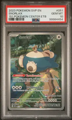 Snorlax 151 Pokemon Center PSA 10 Black Star Promo #051 - Image 1