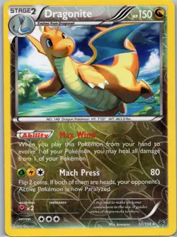 Pokemon TCG Dragonite 51/108 Roaring Skies Rev Holo LP - Image 1
