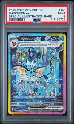 PSA 9 MINT Vaporeon ex 149/131 Sv: Prismatic Evolutions Holo Pokemon 2025 - Image 1