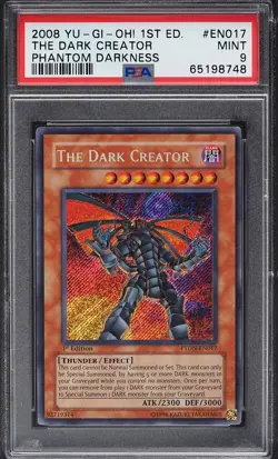 PSA 9 Dark Creator PTDN-EN017 1st Edition Secret Rare Phantom Darkness Yugioh - Image 1