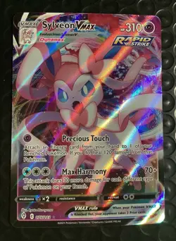 Pokemon TCG Sylveon VMAX Evolving Skies Holo Ultra Rare Card 075/203 NM Full Art - Image 1