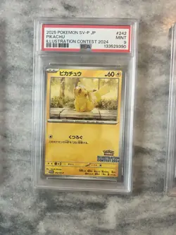 PSA9 MINT Pikachu 242/SV-P Pokemon Card Illustration Contest 2024 Japanese - Image 1