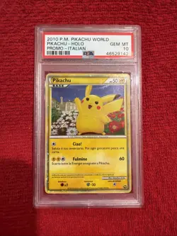 2010 Pokemon Pikachu World Holo Promo Italian PSA 10 - Image 1