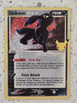 Pokemon TCG Umbreon Gold Star 17/17 Celebrations Classic Collection Holo MINT NM - Image 1