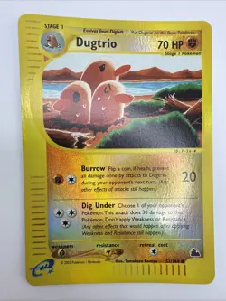 Dugtrio 52/144 Skyridge Reverse Holo Common Vintage E-Reader Pokemon Card - Image 3