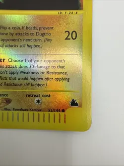 Dugtrio 52/144 Skyridge Reverse Holo Common Vintage E-Reader Pokemon Card - Image 5