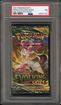 Evolving Skies (Sylveon) 2021 Pokemon Booster Pack PSA 7 - Image 1