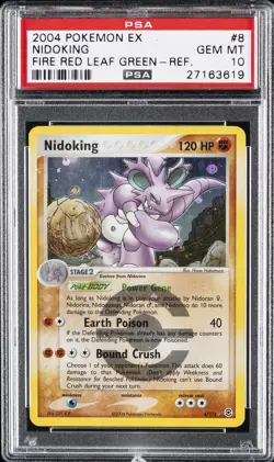 2004 POKEMON EX FIRE RED & LEAF GREEN #8 NIDOKING-REVERSE FOIL PSA 10 - Image 1