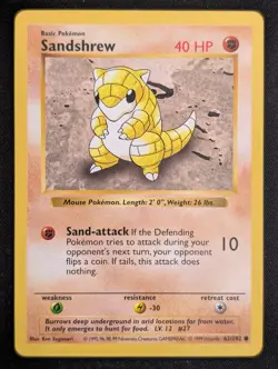 Sandshrew 062/102 Base Set (Shadowless) Pokemon TCG NM - Image 1
