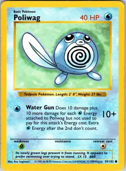 Poliwag 059/102 Base Set (Shadowless) Pokemon MP Unlimited - Image 1