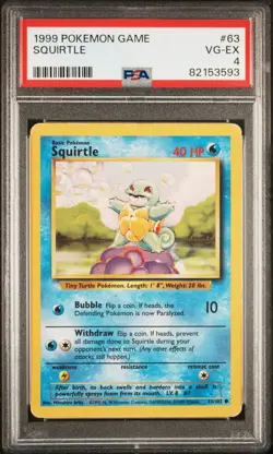 1999 POKEMON BASE SET UNLIMITED #63 SQUIRTLE PSA 4 - Image 1