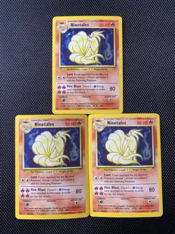 Ninetales 12/102 Holo Base Set Unlimited Rare Vintage Pokemon Card Lots Of 3 - Image 1