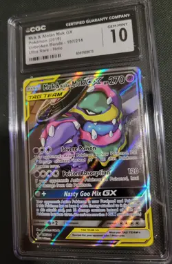 Pokemon Card TCG Muk & Alolan Muk GX 197 / 214 Unbroken Bonds - CGC 10 Gem Mint - Image 4