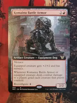 MTG Card: Komainu Battle Armor (Kamigawa: Neon Dynasty) EXTENDED ART - Image 1