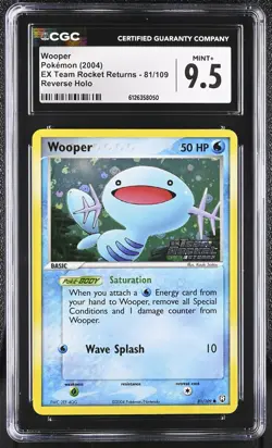 CGC 9.5 Wooper EX Team Rocket Returns 81/109 Reverse Holo STAMPED Pokemon Card - Image 1