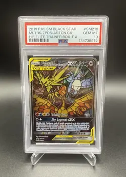 2019 POKEMON SM BLACK STAR PROMO FULL ART/MOLTRES & ZAPDOS & ARTICUNO GX PSA 10 - Image 1