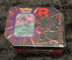 NEW SEALED POKEMON TCG SCARLET & VIOLET NIDOKING DESTINED RIVALS TEAM ROCKET TIN - Image 1