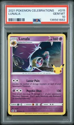 Pokemon TCG Lunala Celebrations 015/025 Holo Rare PSA 10 GEM MINT - Image 1