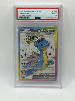 2024 Pokemon SCR EN Lapras ex Ultra Rare #158 PSA 9 - Image 1