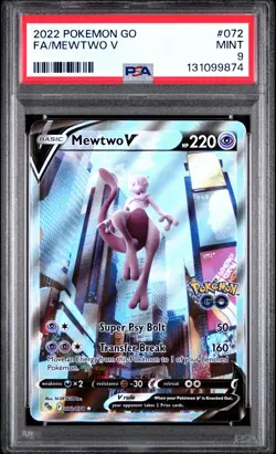 2022 POKEMON GO #072 FULL ART/MEWTWO V PSA 9 - Image 1