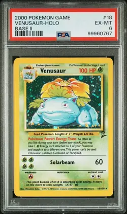 Venasaur Holo Rare - 2000 POKEMON BASE SET II 18/130 PSA 6 EX, We Ship Quickly - Image 1