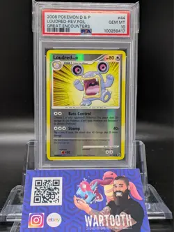 PSA 10 GEM MINT Pokemon LOUDRED Great Encounters 2008 Reverse Holo #44 - Image 1