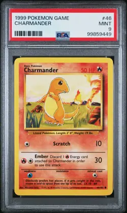 1999 POKEMON GAME CHARMANDER #46 PSA 9 - Image 1