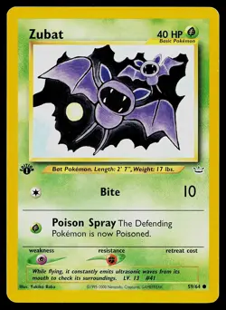Pokemon Card Zubat 59/64 Neo Revelation 1st Edition - Image 1