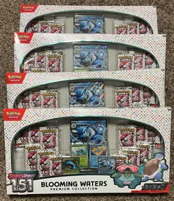 4 x Pokemon 151 Blooming Waters Premium Collection Lot NIB Sealed READ DESC! - Image 1