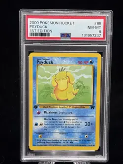 Psyduck #65 1st Edition Team Rocket 2000 Pokemon PSA 8 💦 - Image 1